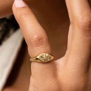 Mejuri Gold Vermeil Bee Signet Pinky Ring Size 3